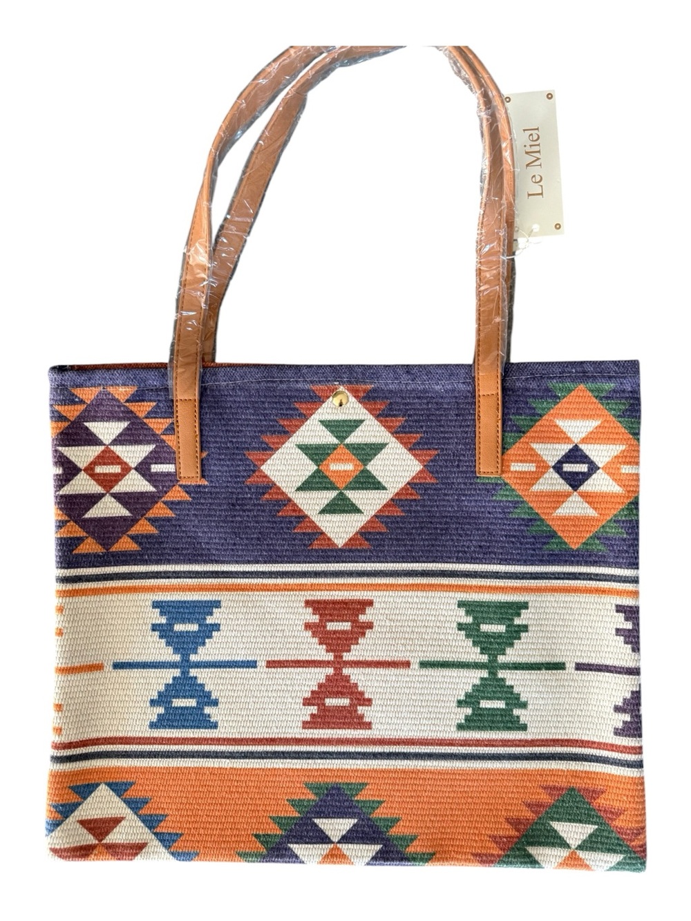 3 Woven Patterned Tote Bags New Cloth Woven Snap Closure - Multi Patterns - Picture 7 of 10